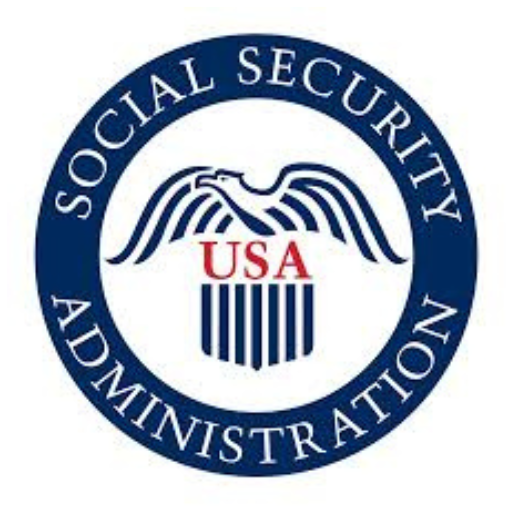 Social Security Administration in a circle around stylized eagle and USA